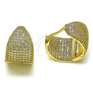 Gold Filled Hoop Earrings — Huggie Hoop with White Micro Pave Polished 02. — main product view — SKU 155385 | Oro Laminado aretes de aro — Huggie Hoop with blanco Micro Pave pulido 02. — SKU 155385