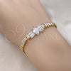 Oro Laminado Fancy Bracelet, Gold Filled Style Bow and Baguette Design, with White Cubic Zirconia, Polished, Golden Finish, 03.283.0385.07 (05 MM Thickness, 8 Inches Length)