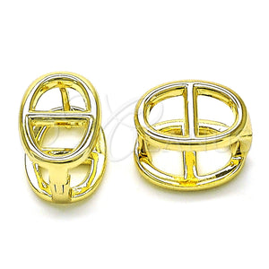 Gold Filled Hoop Earrings — Huggie Hoop Puff Mariner Design Polished 02. — main product view — SKU 155395 | Oro Laminado aretes de aro — Huggie Hoop Puff Mariner diseño pulido 02. — SKU 155395