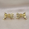 Oro Laminado Stud Earring, Gold Filled Style Bow Design, Polished, Golden Finish, 02.341.0193