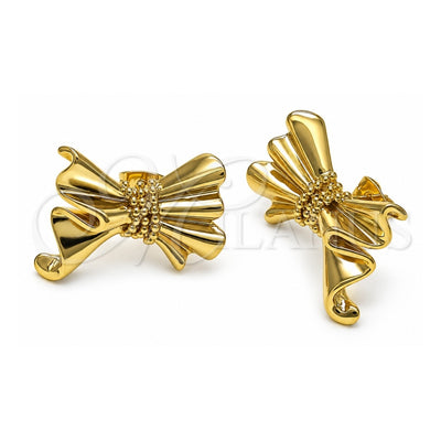 Oro Laminado Stud Earring, Gold Filled Style Bow Design, Polished, Golden Finish, 02.341.0193
