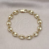 Oro Laminado Fancy Bracelet, Gold Filled Style Puff Mariner Design, Polished, Golden Finish, 04.213.0313.07 (Thickness, 8 Inches Length)