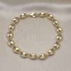 Oro Laminado Fancy Bracelet, Gold Filled Style Puff Mariner Design, Polished, Golden Finish, 04.213.0313.10 (09 MM Thickness, 10 Inches Length)