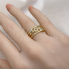 Oro Laminado Multi Stone Ring, Gold Filled Style Mom Design, with White Micro Pave, Polished, Golden Finish, 01.341.0137 (One size fits all)