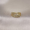Oro Laminado Multi Stone Ring, Gold Filled Style Mom Design, with White Micro Pave, Polished, Golden Finish, 01.341.0137 (One size fits all)