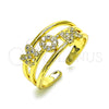 Oro Laminado Multi Stone Ring, Gold Filled Style Mom Design, with White Micro Pave, Polished, Golden Finish, 01.341.0137 (One size fits all)