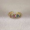 Oro Laminado Multi Stone Ring, Gold Filled Style Mom Design, with Multicolor Micro Pave, Polished, Golden Finish, 01.341.0138 (One size fits all)