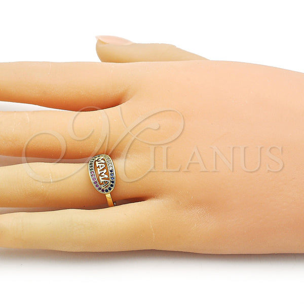 Gold Filled Ring — Multi Stone Ring Mom Design with Multicolor Micro — alternate product view — SKU 155475 | Oro Laminado anillo — Multi Stone Ring Mom diseño with Multicolor Micro — SKU 155475