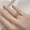 Oro Laminado Multi Stone Ring, Gold Filled Style Mom Design, with Multicolor Micro Pave, Polished, Golden Finish, 01.341.0139 (One size fits all)