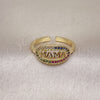 Oro Laminado Multi Stone Ring, Gold Filled Style Mom Design, with Multicolor Micro Pave, Polished, Golden Finish, 01.341.0139 (One size fits all)
