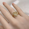 Oro Laminado Multi Stone Ring, Gold Filled Style Mom Design, with White Micro Pave, Polished, Golden Finish, 01.341.0140 (One size fits all)