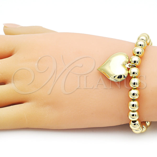 Gold Filled Bracelet — Fancy Bracelet Heart and Ball Design Polished 03. — alternate product view — SKU 155480 | Oro Laminado brazalete — elegante Bracelet corazón and Ball diseño pulido 03. — SKU 155480