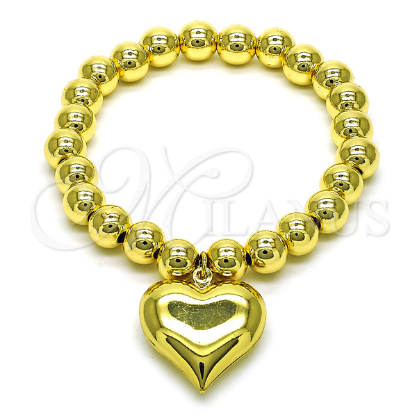 Gold Filled Bracelet — Fancy Bracelet Heart and Ball Design Polished 03. — main product view — SKU 155480 | Oro Laminado brazalete — elegante Bracelet corazón and Ball diseño pulido 03. — SKU 155480