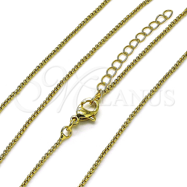 Oro Laminado Basic Necklace, Gold Filled Style Box Design, Polished, Golden Finish, 04.341.0106.18 (01 MM Thickness, 17 Inches Length)