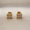 Oro Laminado Stud Earring, Gold Filled Style Baguette Design, with White Cubic Zirconia and White Micro Pave, Polished, Golden Finish, 02.342.0345