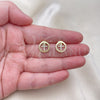 Oro Laminado Stud Earring, Gold Filled Style Cross Design, with White Micro Pave, Polished, Golden Finish, 02.213.0663