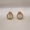 Oro Laminado Stud Earring, Gold Filled Style Cross Design, with White Micro Pave, Polished, Golden Finish, 02.213.0663