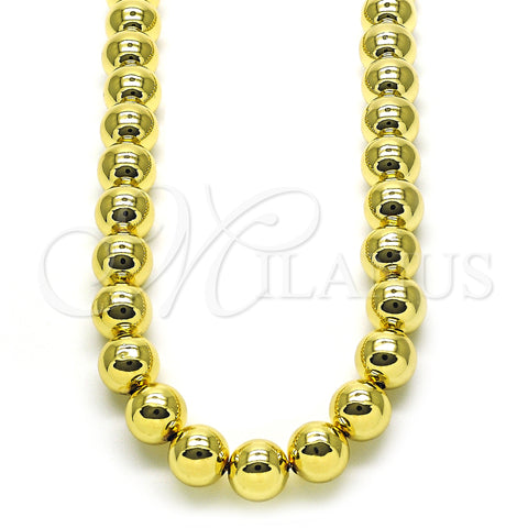 Oro Laminado Fancy Necklace, Gold Filled Style Ball and Hollow Design, Polished, Golden Finish, 03.341.0192.18 (10 MM Thickness, 18 Inches Length)
