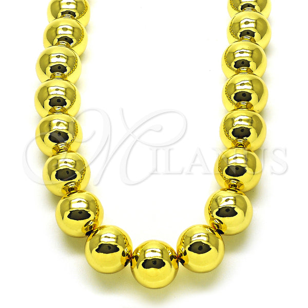 Oro Laminado Fancy Necklace, Gold Filled Style Ball and Hollow Design, Polished, Golden Finish, 04.341.0115.18 (14 MM Thickness, 18 Inches Length)
