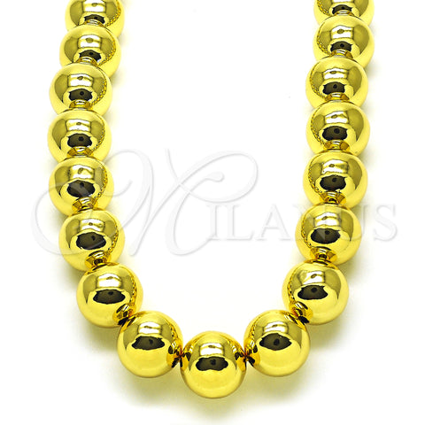 Oro Laminado Fancy Necklace, Gold Filled Style Ball and Hollow Design, Polished, Golden Finish, 04.341.0115.18 (14 MM Thickness, 18 Inches Length)