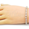 Oro Laminado Tennis Bracelet, Gold Filled Style Cluster Design, with White Cubic Zirconia, Polished, Golden Finish, 03.283.0387.07 (05 MM Thickness, 7 Inches Length)