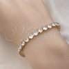 Oro Laminado Tennis Bracelet, Gold Filled Style Cluster Design, with White Cubic Zirconia, Polished, Golden Finish, 03.283.0387.07 (05 MM Thickness, 7 Inches Length)