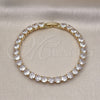 Oro Laminado Tennis Bracelet, Gold Filled Style Cluster Design, with White Cubic Zirconia, Polished, Golden Finish, 03.283.0387.07 (05 MM Thickness, 7 Inches Length)