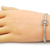 Oro Laminado Tennis Bracelet, Gold Filled Style Baguette and Cluster Design, with White Cubic Zirconia and White Micro Pave, Polished, Golden Finish, 03.283.0389.07 (05 MM Thickness, 7 Inches Length)