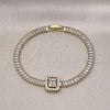 Gold Filled Bracelet — Tennis Bracelet Baguette and Cluster Design with White — alternate product view — SKU 155504 | Oro Laminado brazalete — Tennis Bracelet Baguette and Cluster diseño with blanco — SKU 155504
