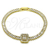 Oro Laminado Tennis Bracelet, Gold Filled Style Baguette and Cluster Design, with White Cubic Zirconia and White Micro Pave, Polished, Golden Finish, 03.283.0389.07 (05 MM Thickness, 7 Inches Length)