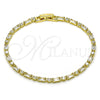 Oro Laminado Tennis Bracelet, Gold Filled Style Baguette Design, with White Cubic Zirconia, Polished, Golden Finish, 03.283.0395.07 (03 MM Thickness, 7 Inches Length)
