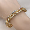 Oro Laminado Fancy Bracelet, Gold Filled Style Rolo Design, Diamond Cutting Finish, Tricolor, 03.331.0221.1.09 (13 MM Thickness, 9 Inches Length)