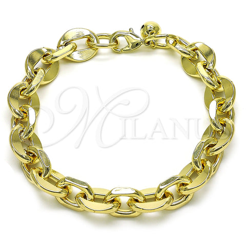 Oro Laminado Fancy Bracelet, Gold Filled Style Rolo Design, Polished, Golden Finish, 03.331.0234.09 (12 MM Thickness, 9 Inches Length)