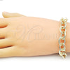 Oro Laminado Fancy Bracelet, Gold Filled Style Rolo Design, Polished, Golden Finish, 03.331.0235.09 (13 MM Thickness, 9 Inches Length)