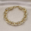 Oro Laminado Fancy Bracelet, Gold Filled Style Rolo Design, Polished, Golden Finish, 03.331.0235.09 (13 MM Thickness, 9 Inches Length)