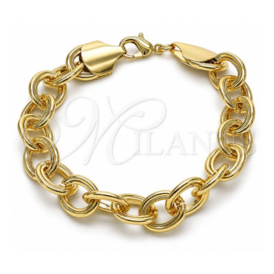 Oro Laminado Fancy Bracelet, Gold Filled Style Rolo Design, Polished, Golden Finish, 03.331.0235.09 (13 MM Thickness, 9 Inches Length)