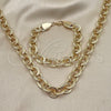 Oro Laminado Necklace and Bracelet, Gold Filled Style Rolo Design, Polished, Golden Finish, 06.331.0001