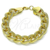 Oro Laminado Fancy Bracelet, Gold Filled Style Miami Cuban Design, Diamond Cutting Finish, Golden Finish, 03.331.0236.09 (14 MM Thickness, 9 Inches Length)