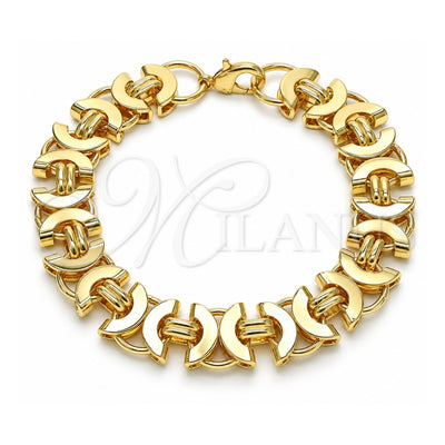 Oro Laminado Fancy Bracelet, Gold Filled Style Polished, Golden Finish, 03.331.0237.09 (14 MM Thickness, 9 Inches Length)