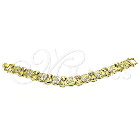 Oro Laminado Fancy Bracelet, Gold Filled Style Hugs and Kisses Design, Polished, Golden Finish, 03.331.0238.09 (18 MM Thickness, 9 Inches Length)