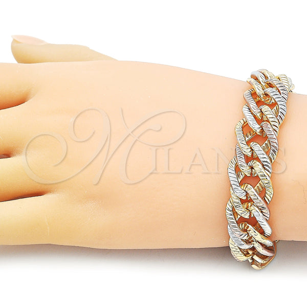 Gold Filled Bracelet — Basic Bracelet Diamond Cutting Tricolor 03. 15 MM — alternate product view — SKU 155526 | Oro Laminado brazalete — básico Bracelet Diamond Cutting Tricolor 03. 15 MM — SKU 155526
