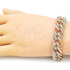Oro Laminado Basic Bracelet, Gold Filled Style Diamond Cutting Finish, Tricolor, 03.331.0186.1.09 (15 MM Thickness, 9 Inches Length)
