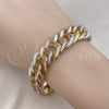 Oro Laminado Basic Bracelet, Gold Filled Style Diamond Cutting Finish, Tricolor, 03.331.0186.1.09 (15 MM Thickness, 9 Inches Length)