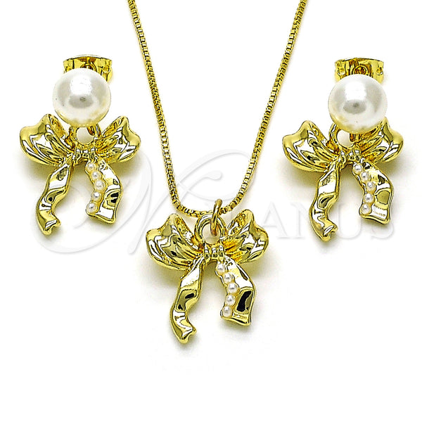 Gold Filled Ring — Earring and Pendant Adult Set Bow and Ball — main product view — SKU 155535 | Oro Laminado anillo — Earring and Pendant Adult Set Bow and Ball — SKU 155535
