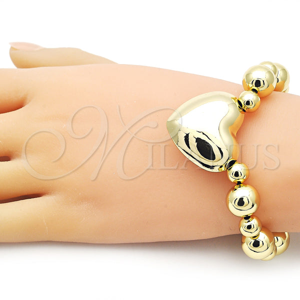 Gold Filled Bracelet — Fancy Bracelet Heart and Ball Design Polished 03. — alternate product view — SKU 155545 | Oro Laminado brazalete — elegante Bracelet corazón and Ball diseño pulido 03. — SKU 155545