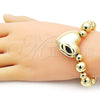 Oro Laminado Fancy Bracelet, Gold Filled Style Heart and Ball Design, Polished, Golden Finish, 03.341.0219.08 (12 MM Thickness, 8 Inches Length)