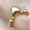 Oro Laminado Fancy Bracelet, Gold Filled Style Heart and Ball Design, Polished, Golden Finish, 03.341.0219.08 (12 MM Thickness, 8 Inches Length)