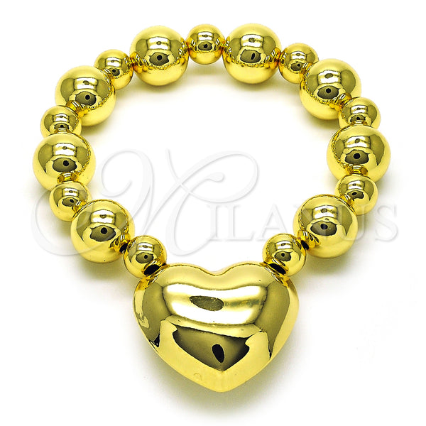 Gold Filled Bracelet — Fancy Bracelet Heart and Ball Design Polished 03. — main product view — SKU 155545 | Oro Laminado brazalete — elegante Bracelet corazón and Ball diseño pulido 03. — SKU 155545