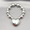 Rhodium Gold Filled Fancy Bracelet, Heart and Ball Design, Polished, Rhodium Finish, 03.341.0219.1.08 (12 MM Thickness, 8 Inches Length)