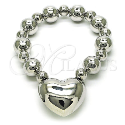 Rhodium Gold Filled Fancy Bracelet, Heart and Ball Design, Polished, Rhodium Finish, 03.341.0219.1.08 (12 MM for wholesale, main product view